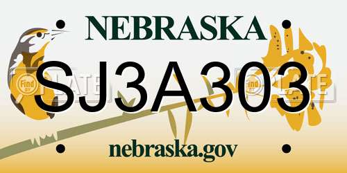 SJ3A303 Nebraska License Plate