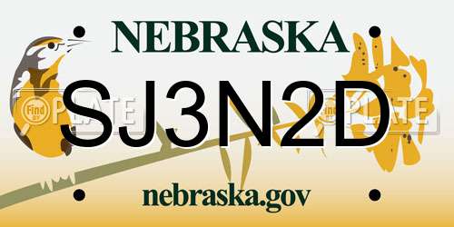 SJ3N2D Nebraska License Plate