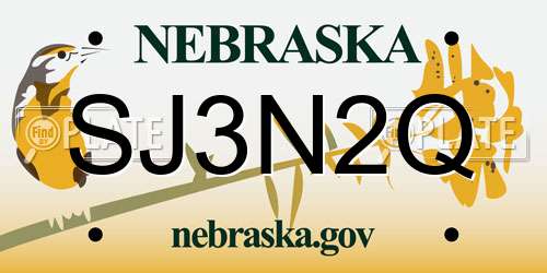 SJ3N2Q Nebraska License Plate