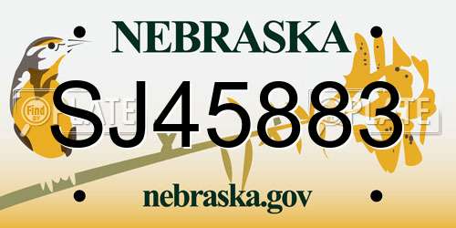 SJ45883 Nebraska License Plate
