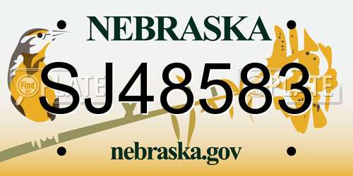 SJ48583 Nebraska License Plate