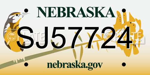 SJ57724 Nebraska License Plate