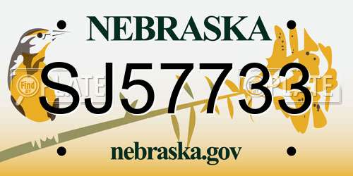 SJ57733 Nebraska License Plate