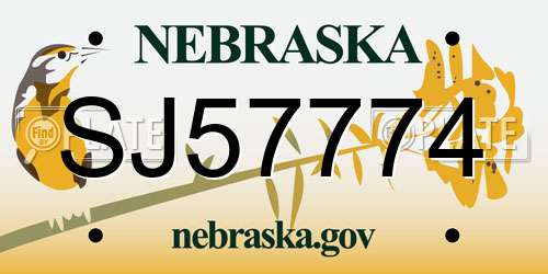 SJ57774 Nebraska License Plate