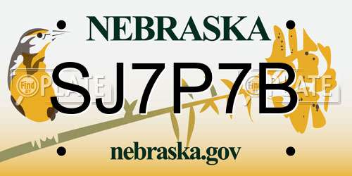 SJ7P7B Nebraska License Plate