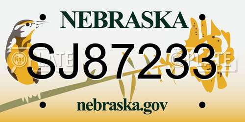 SJ87233 Nebraska License Plate