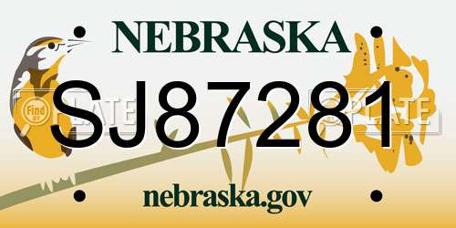 SJ87281 Nebraska License Plate