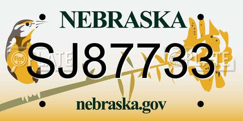 SJ87733 Nebraska License Plate