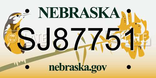 SJ87751 Nebraska License Plate