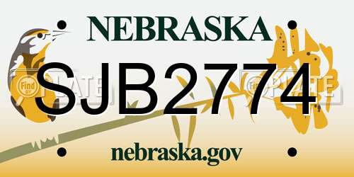 SJB2774 Nebraska License Plate