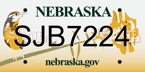 SJB7224 Nebraska License Plate