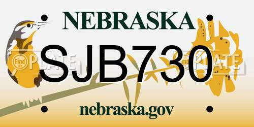 SJB730 Nebraska License Plate