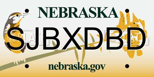 SJBXDBD Nebraska License Plate