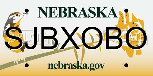 SJBXOBO Nebraska License Plate
