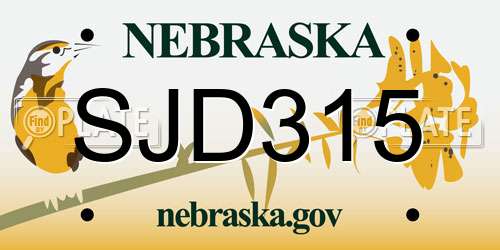 SJD315 Nebraska License Plate