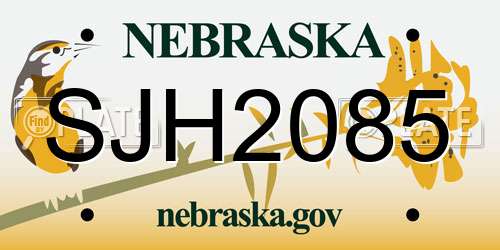 SJH2085 Nebraska License Plate
