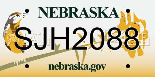 SJH2088 Nebraska License Plate