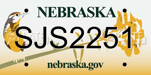 SJS2251 Nebraska License Plate