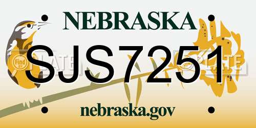 SJS7251 Nebraska License Plate