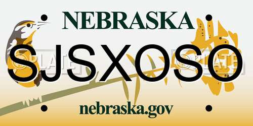 SJSXOSO Nebraska License Plate