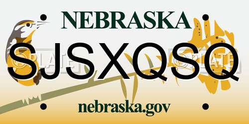 SJSXQSQ Nebraska License Plate