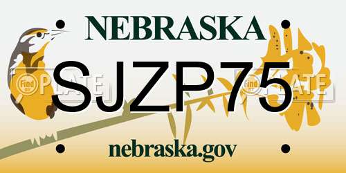 SJZP75 Nebraska License Plate