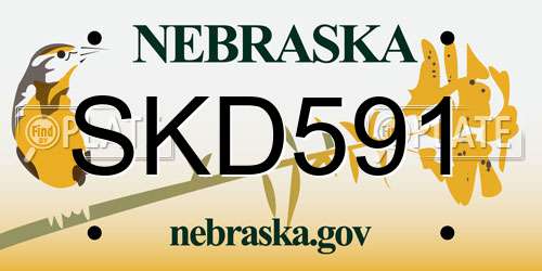 SKD591 Nebraska License Plate