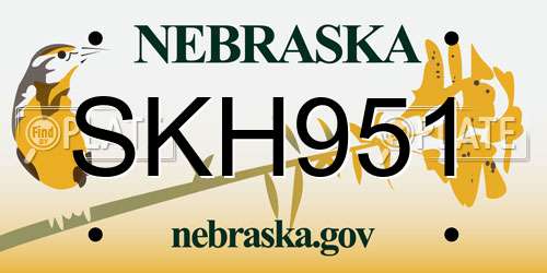SKH951 Nebraska License Plate