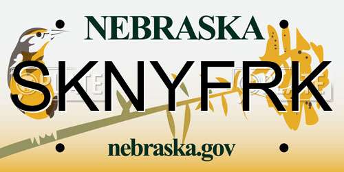 SKNYFRK Nebraska License Plate