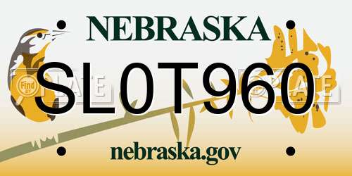 SL0T960 Nebraska License Plate