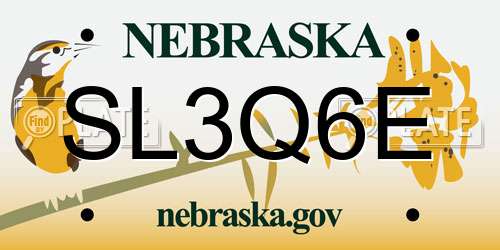 SL3Q6E Nebraska License Plate