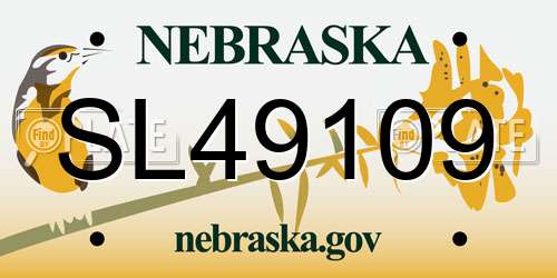 SL49109 Nebraska License Plate