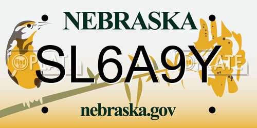 SL6A9Y Nebraska License Plate