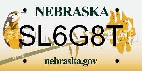 SL6G8T Nebraska License Plate