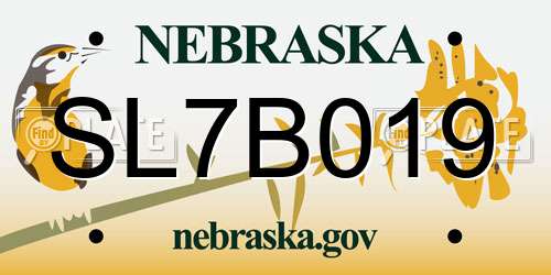 SL7B019 Nebraska License Plate