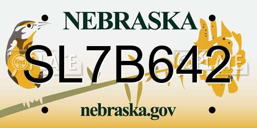 SL7B642 Nebraska License Plate
