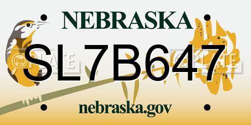 SL7B647 Nebraska License Plate