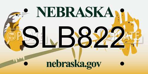 SLB822 Nebraska License Plate
