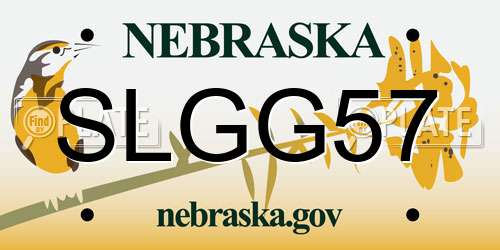 SLGG57 Nebraska License Plate