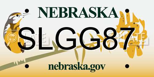 SLGG87 Nebraska License Plate