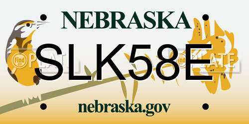 SLK58E Nebraska License Plate