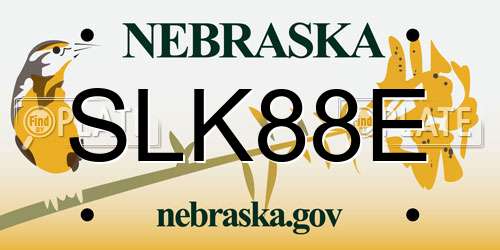 SLK88E Nebraska License Plate