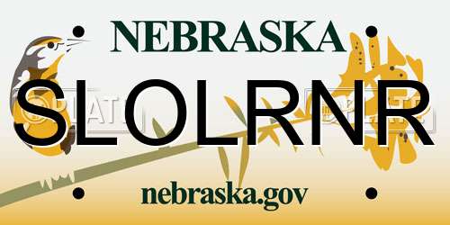 SLOLRNR Nebraska License Plate