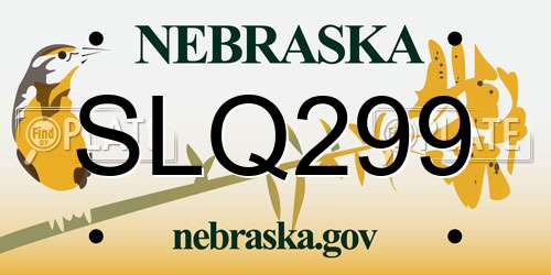SLQ299 Nebraska License Plate