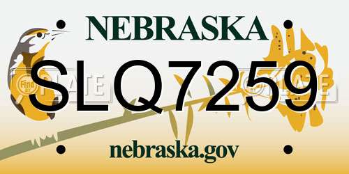 SLQ7259 Nebraska License Plate