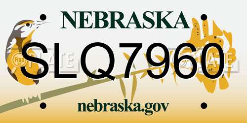 SLQ7960 Nebraska License Plate