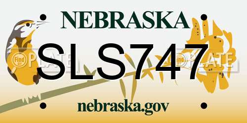 SLS747 Nebraska License Plate
