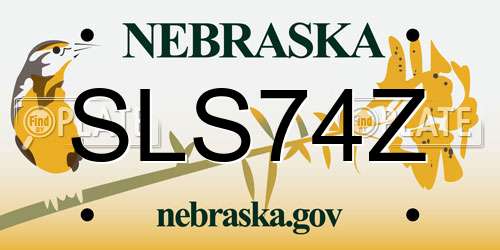 SLS74Z Nebraska License Plate