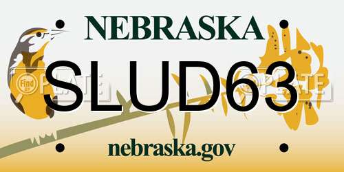 SLUD63 Nebraska License Plate