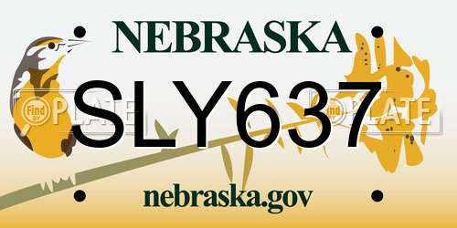 SLY637 Nebraska License Plate